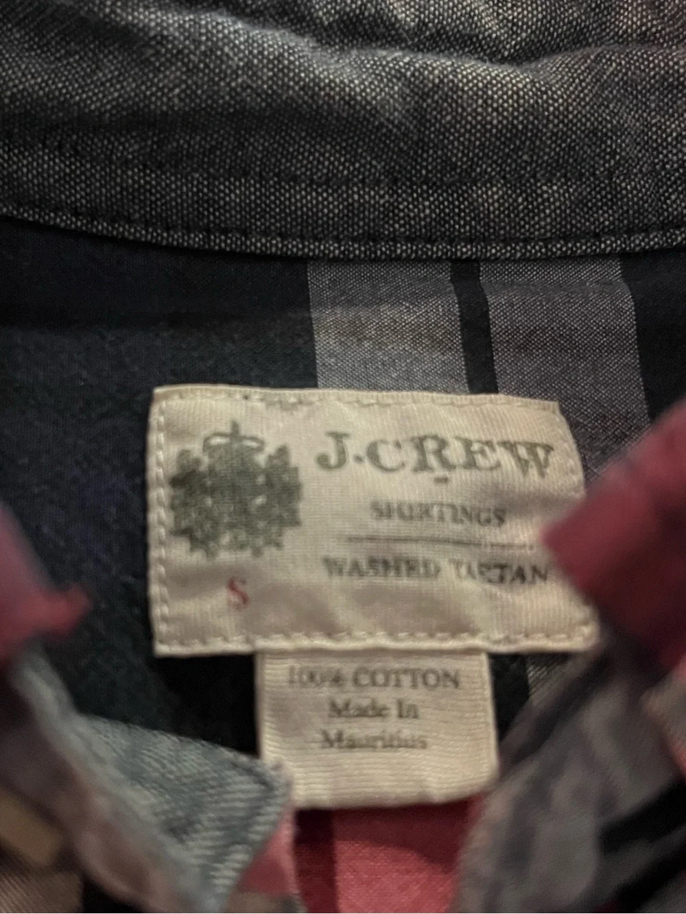 J. Crew Men's Red, Navy and Gray Plaid Button-Down Shirt